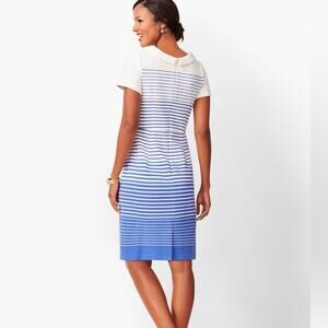Talbots Blue & White Preppy Nautical Striped Ombre Sheath Dress - 10 Petite